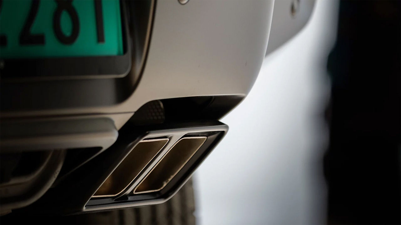 Extreme crop of Defender exhaust