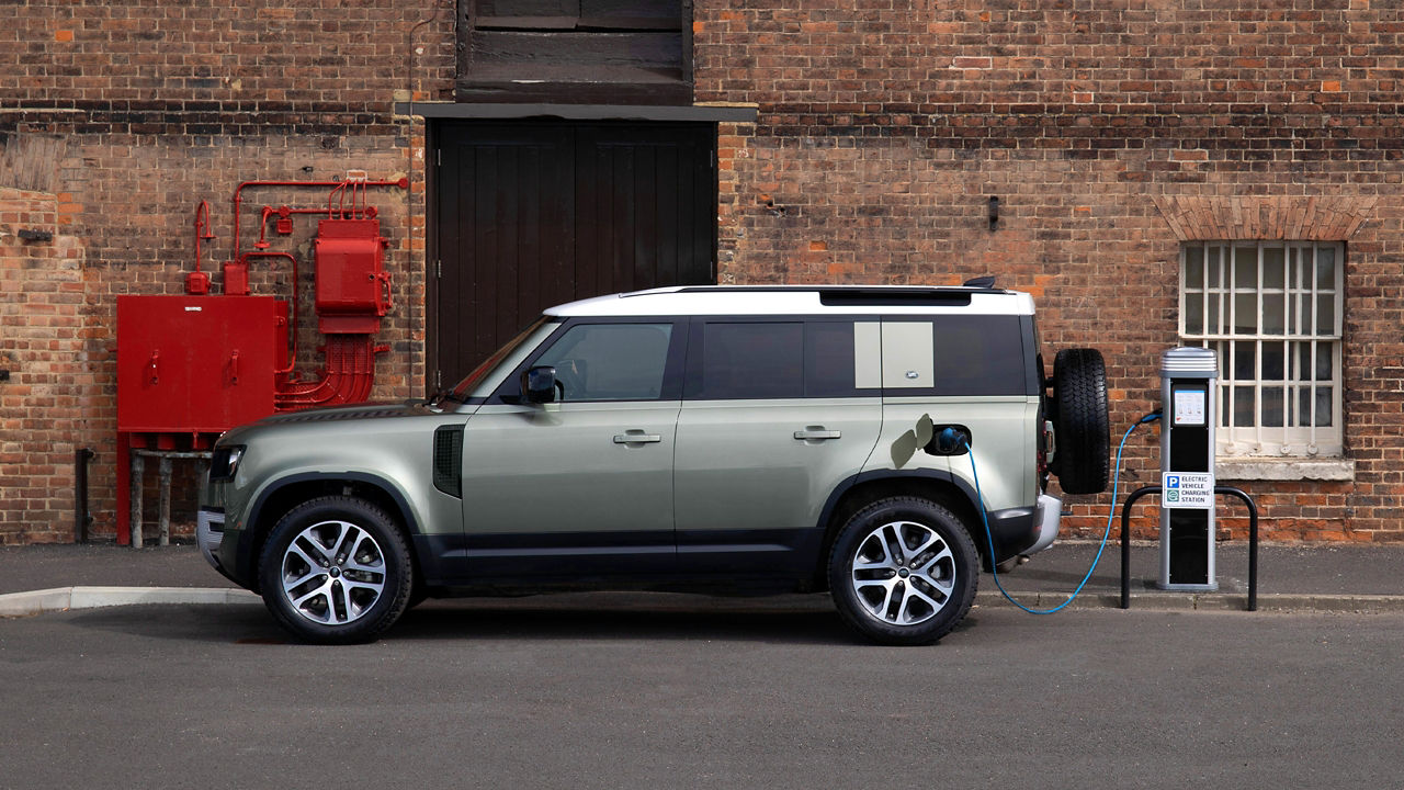 Defender Parked On The Roadside Charging Station