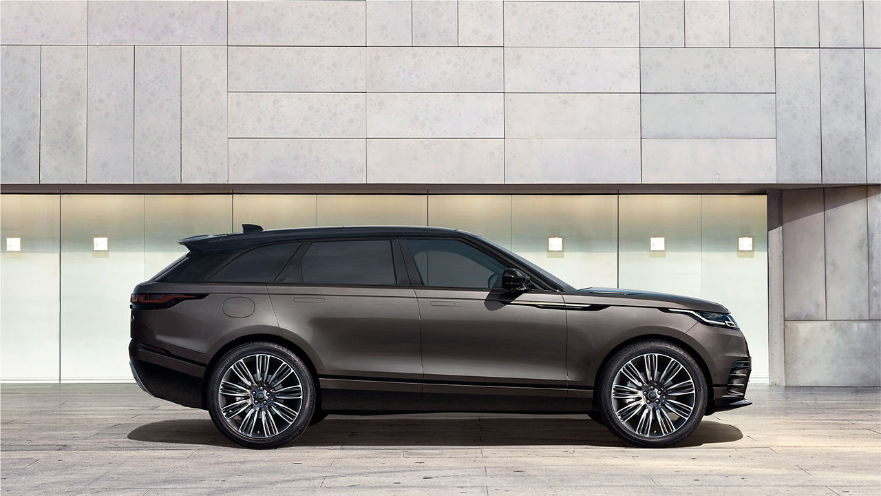 Parked Range Rover Velar side view