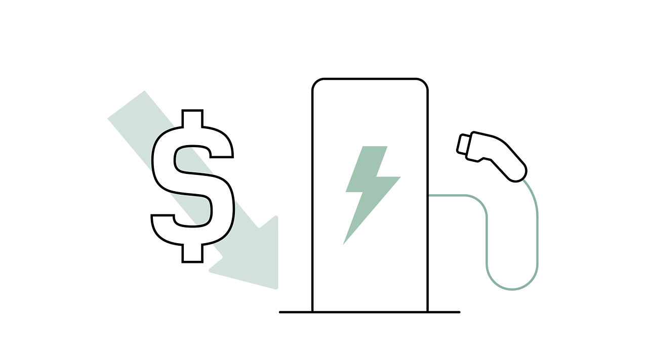 Electric Charging cost saving Illustration of vector icons