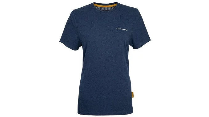 A cotton and elastane t-shirt with a fitted design. It features a subtle Land Rover wordmark across the chest, double stitching and a side label with perforated Land Rover details.