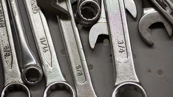 Extreme close up of spanners