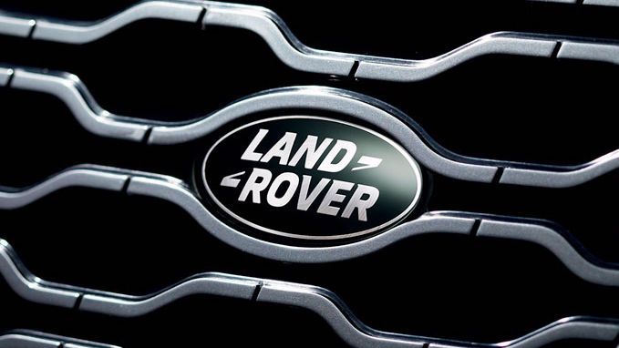 Extreme close up of Land Rover badge