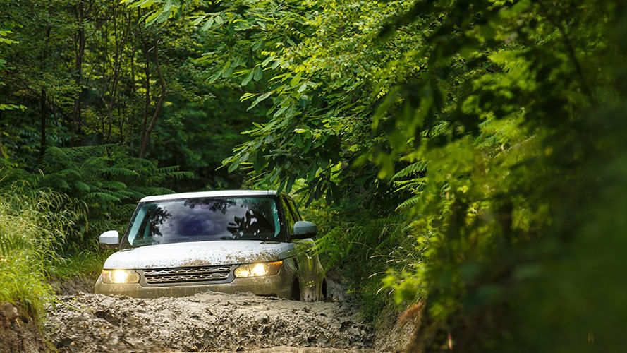 Land Rover Driving through water