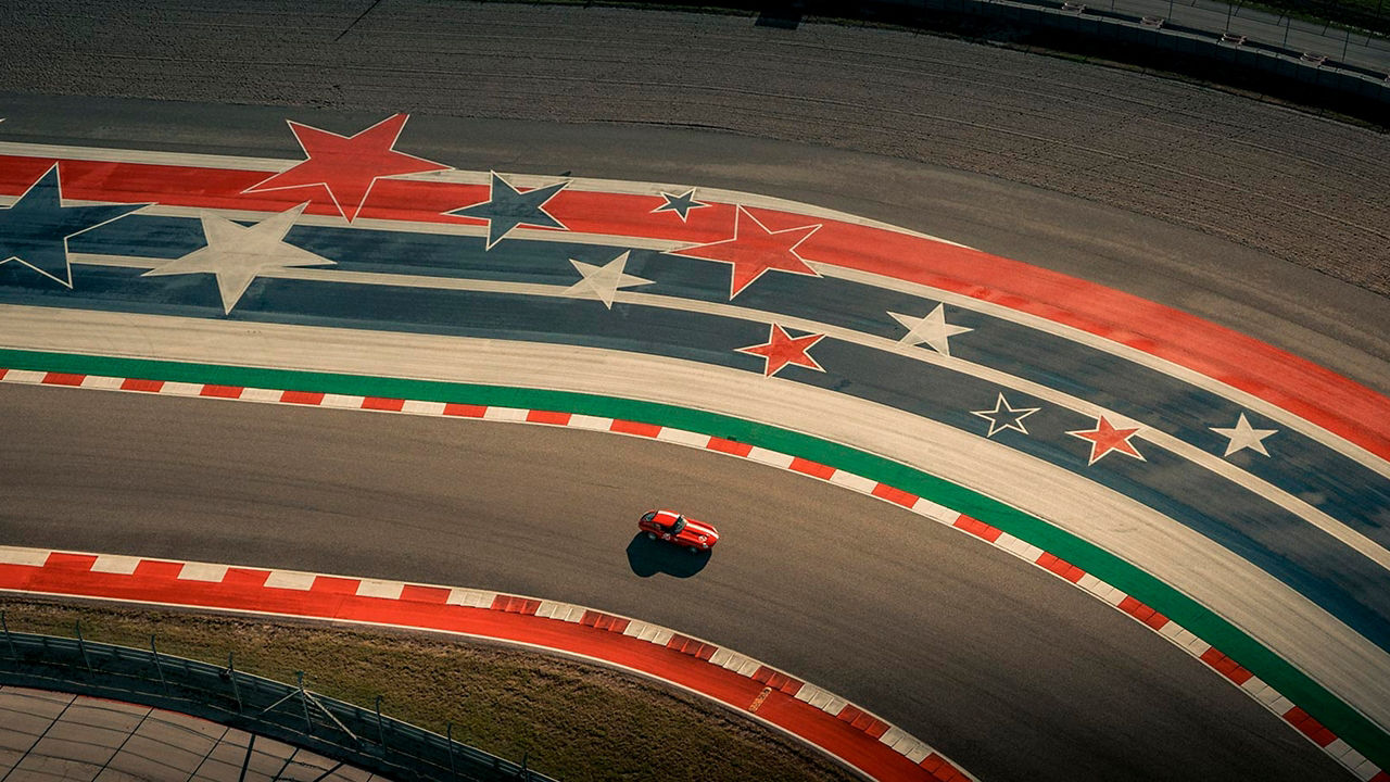 Jaguar running on racing track of united state grand prix