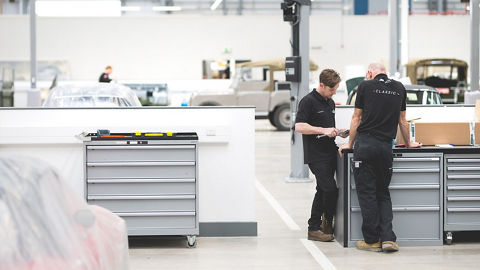 Classic Land Rover factory workers