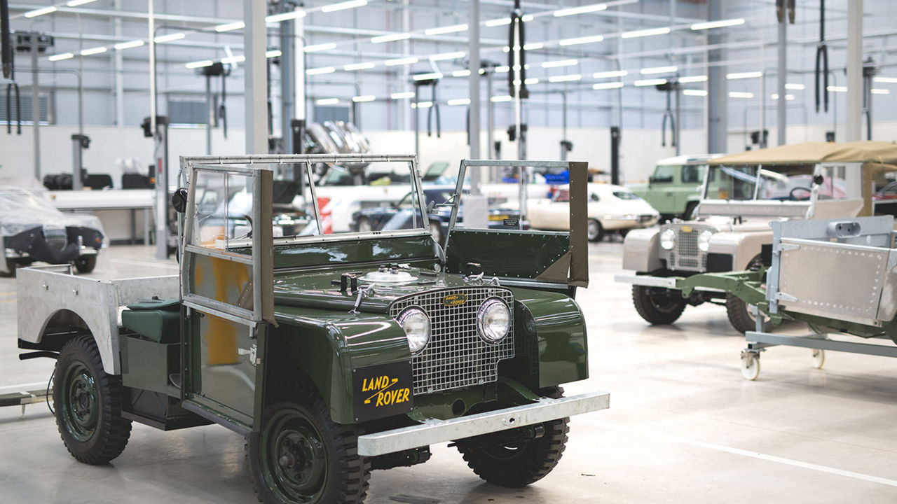 Classic Land Rovers in factory