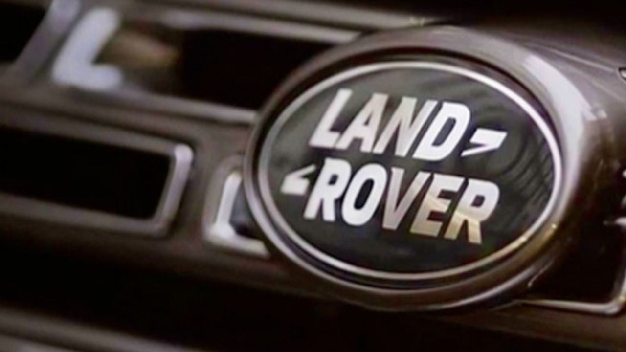 Extreme close up of Land Rover badge