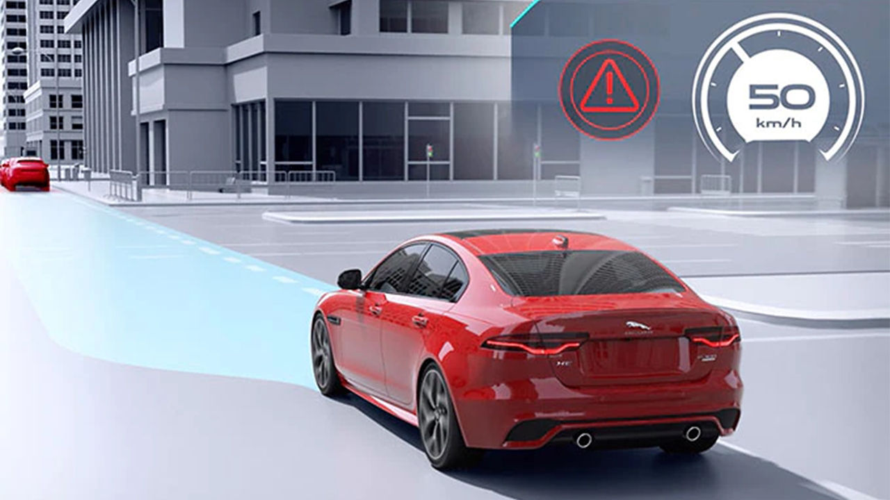 Vector illustration of emergency braking technology