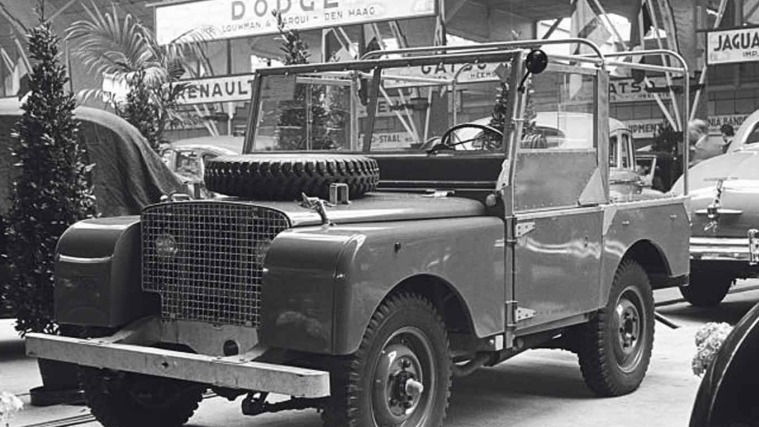 Land Rover Series I black and white photo