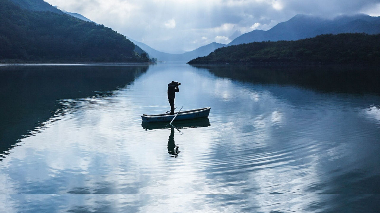 Hiro Kimura in a boat