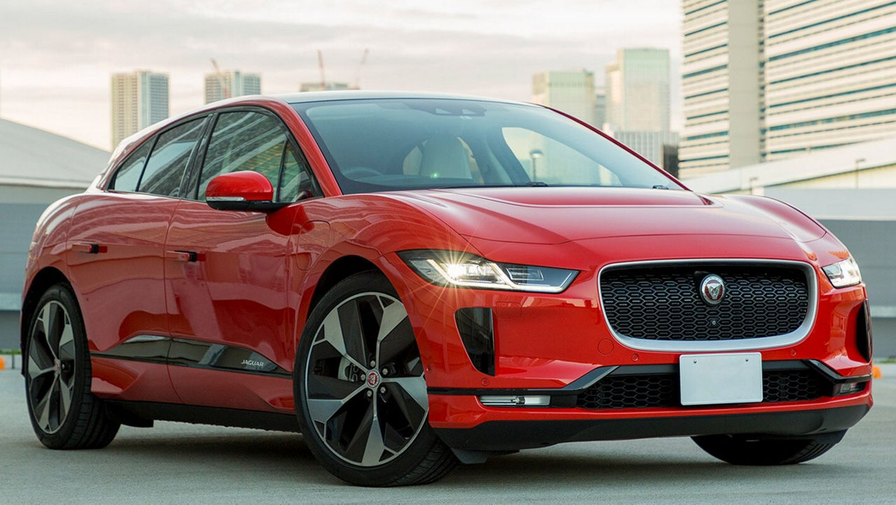 I-Pace in red front side view