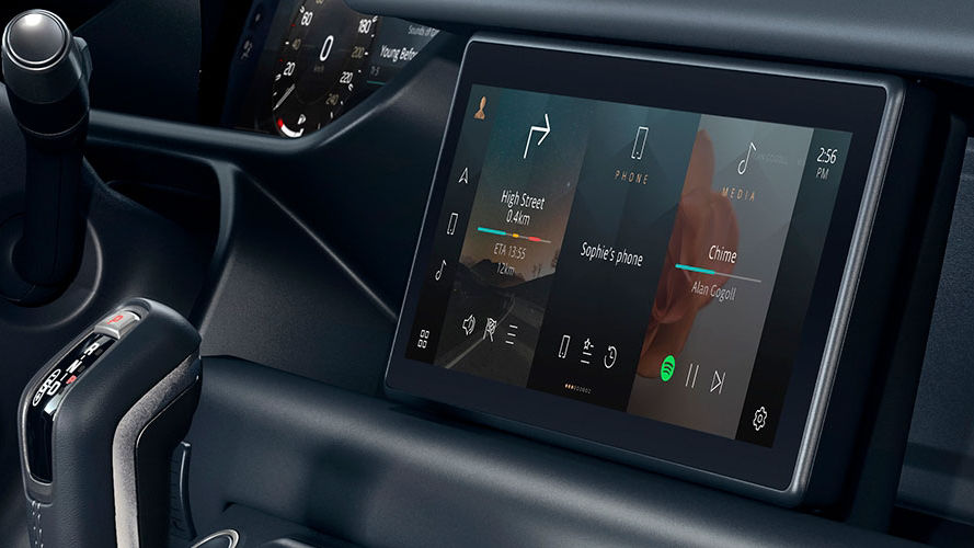 Side view of Land Rover Infotainment screen