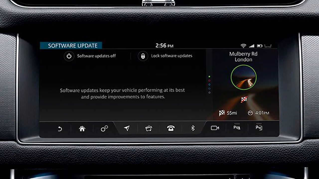 Jaguar car Software updating  screen
