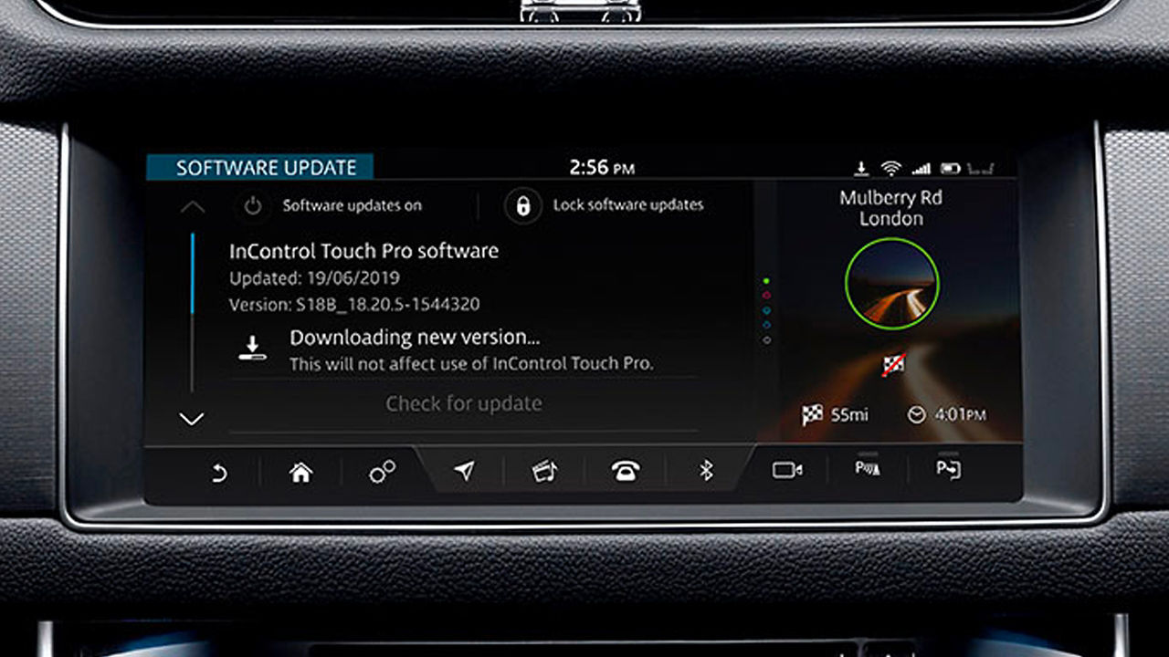 Jaguar car Software update screen