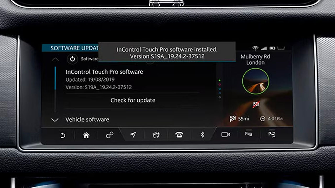 Jaguar  InControl Software installed screen