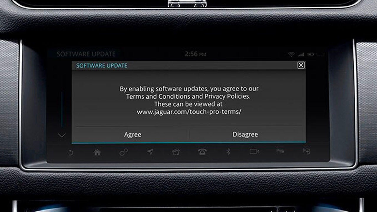 Jaguar car Software update screen