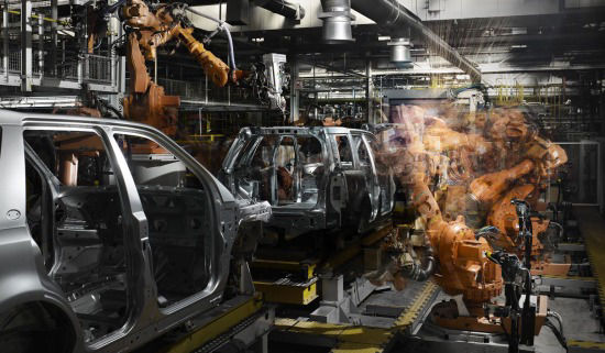 Land Rover assembly line