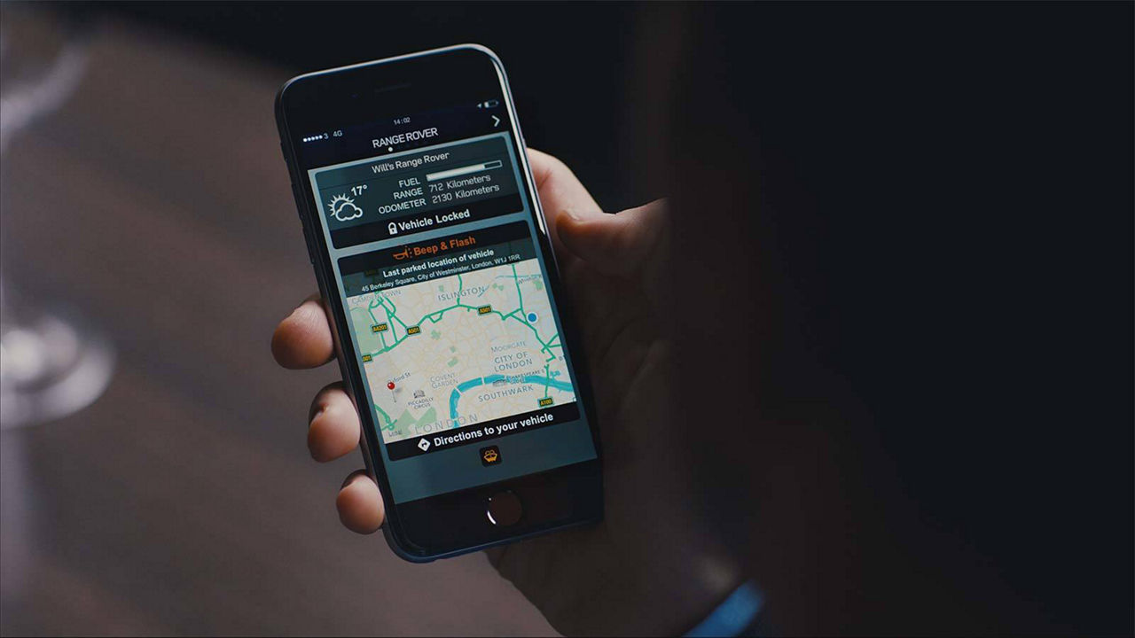 Land Rover InControl App on mobile screen 