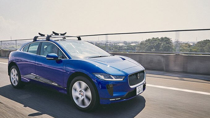 A Jaguar I-Pace on the road