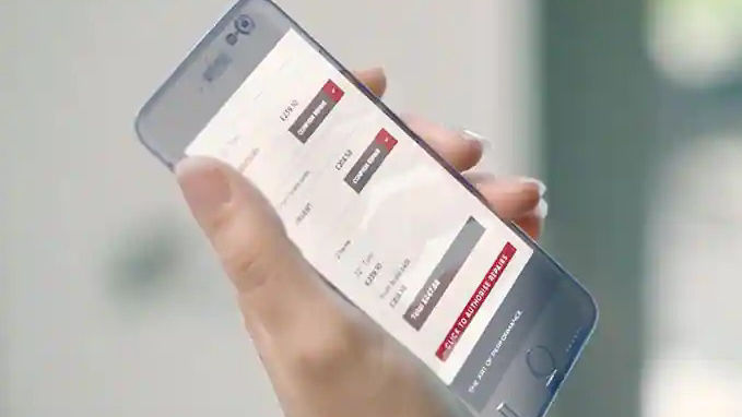 Jaguar's service application on phone's screen