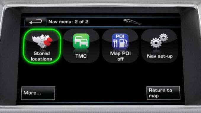 Jaguar Infotainment screen stored locations