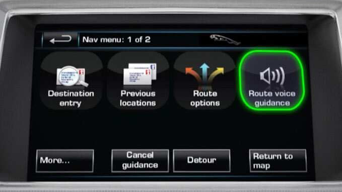 Jaguar Infotainment screen route voice guidance