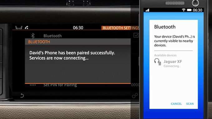 Jaguar XF infotainment screen bluetooth