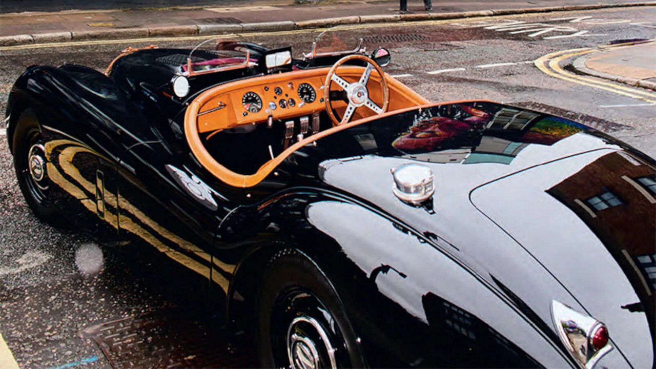 David Gandy and his recently restored 1954 Jaguar XK120