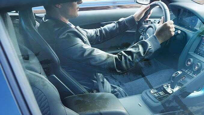 Man driving a car