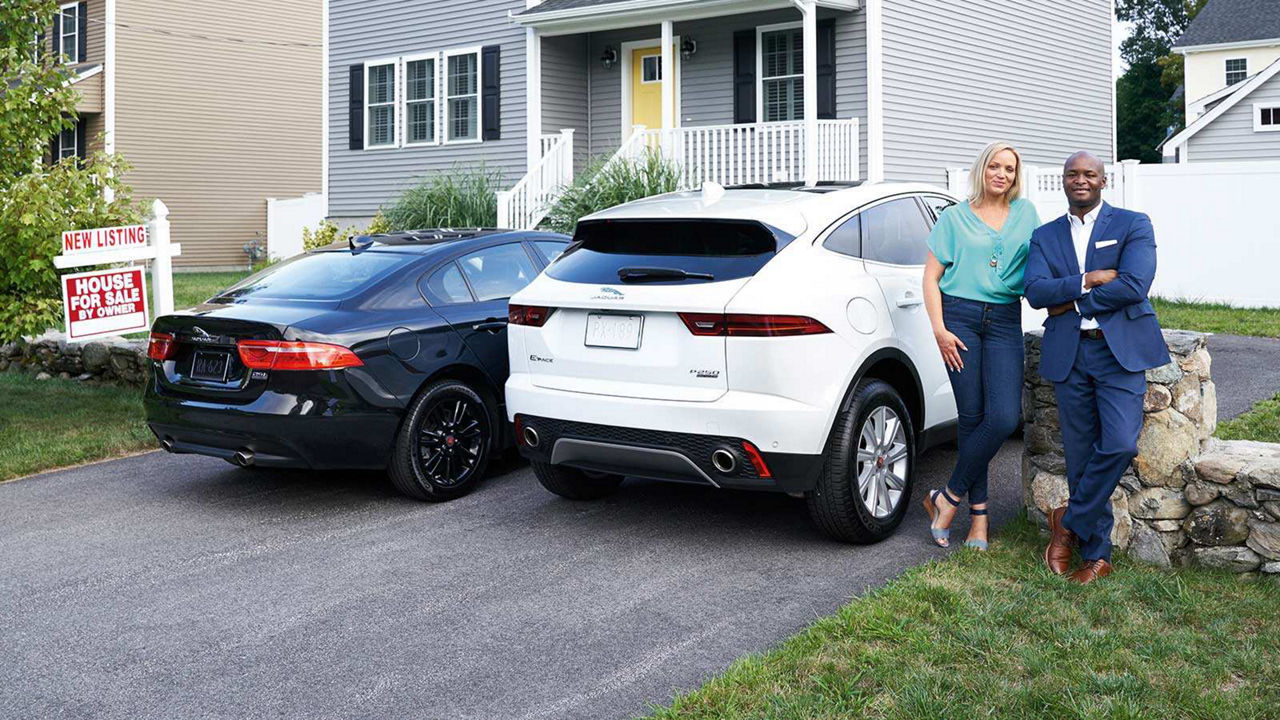 Kara and John with their E-Pace and XE