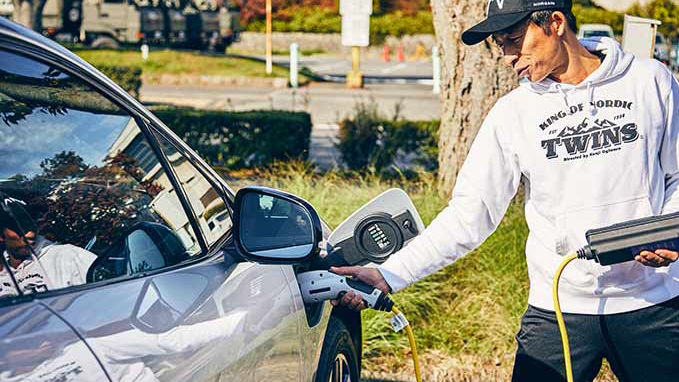 Kenji charging his I-Pace