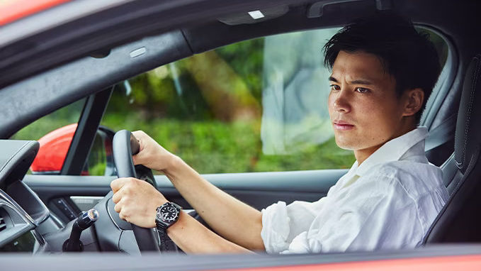 Ryo Miyaichi in a Jaguar I-Pace