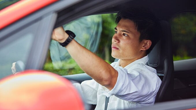 Ryo Miyaichi in a Jaguar I-Pace