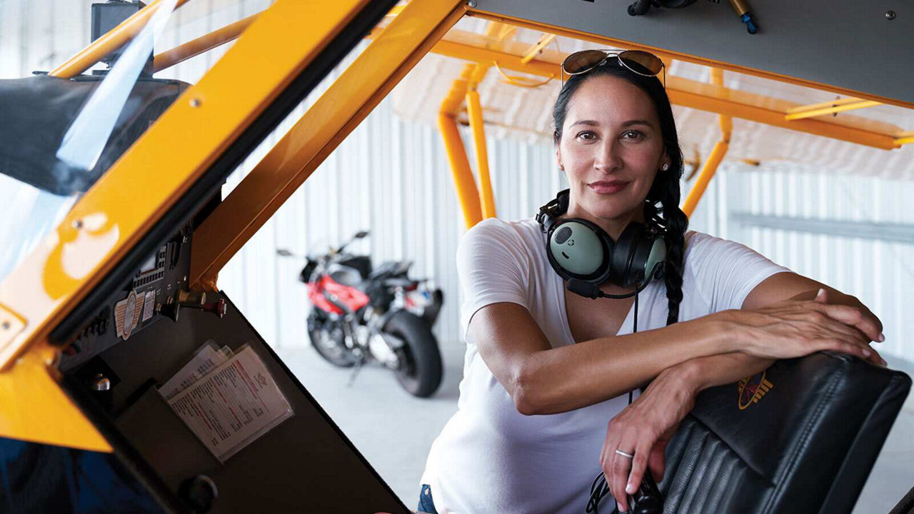 Sharon Chapman in the cockpit