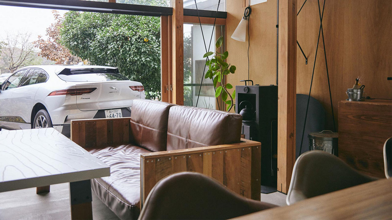 Jaguar I-Pace view from inside the house