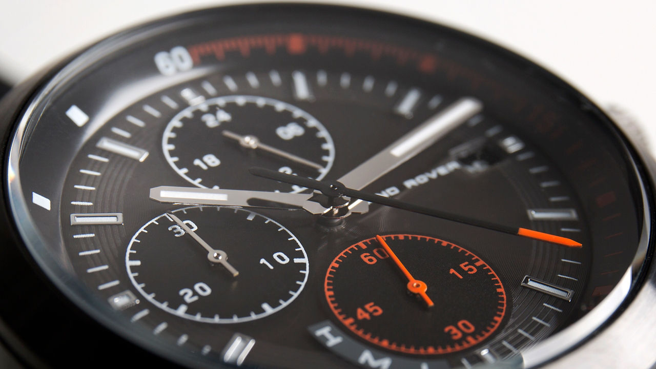 Close Up View of Land Rover Watch Chronograph