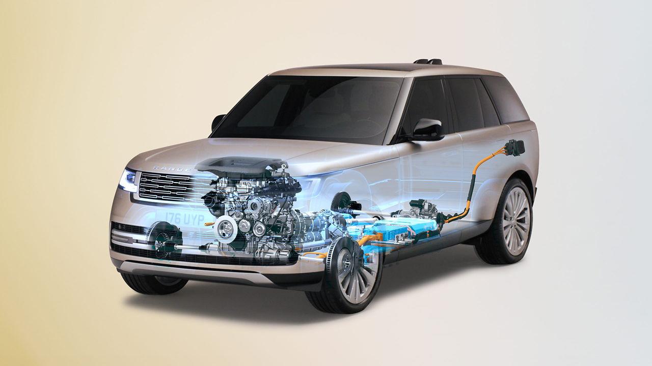 Overlay Representation of New Range Rover on gradient background