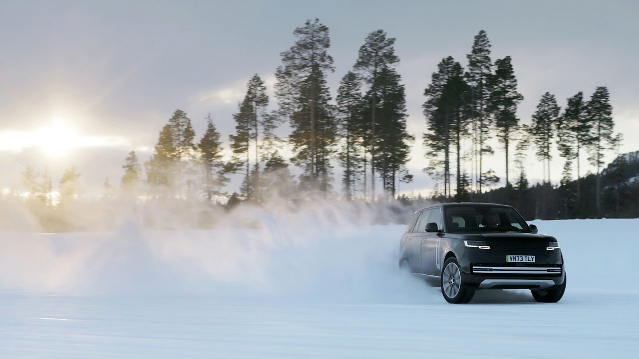 Range Rover driving in snow land