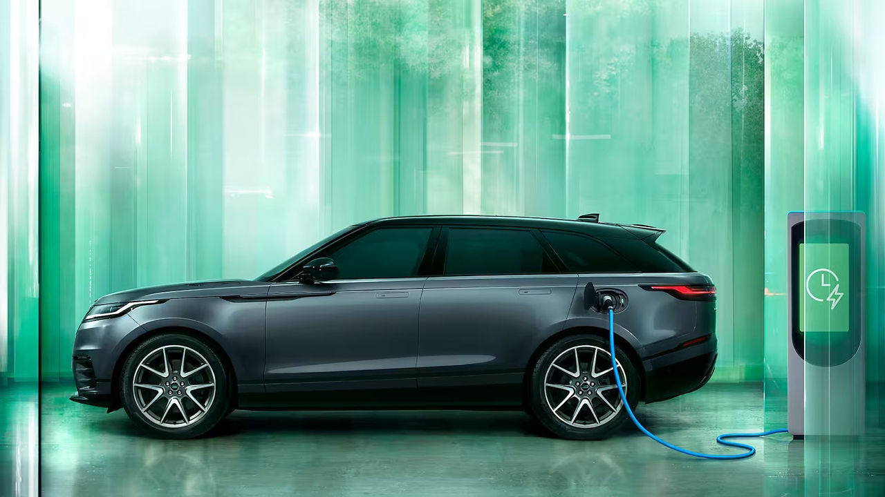 Range Rover Velar at an EV charging station