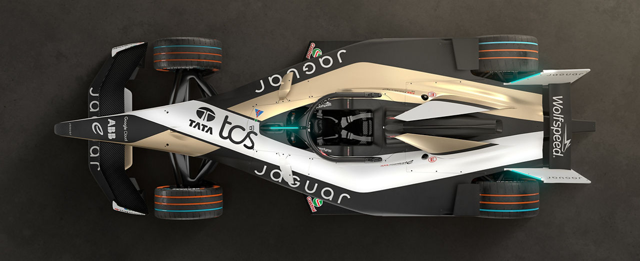 Jaguar racing car top view.