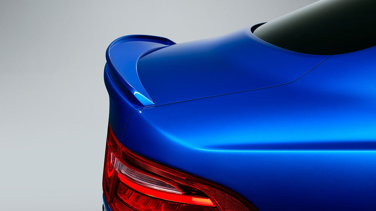 Jaguar XE car rear view with big spoiler