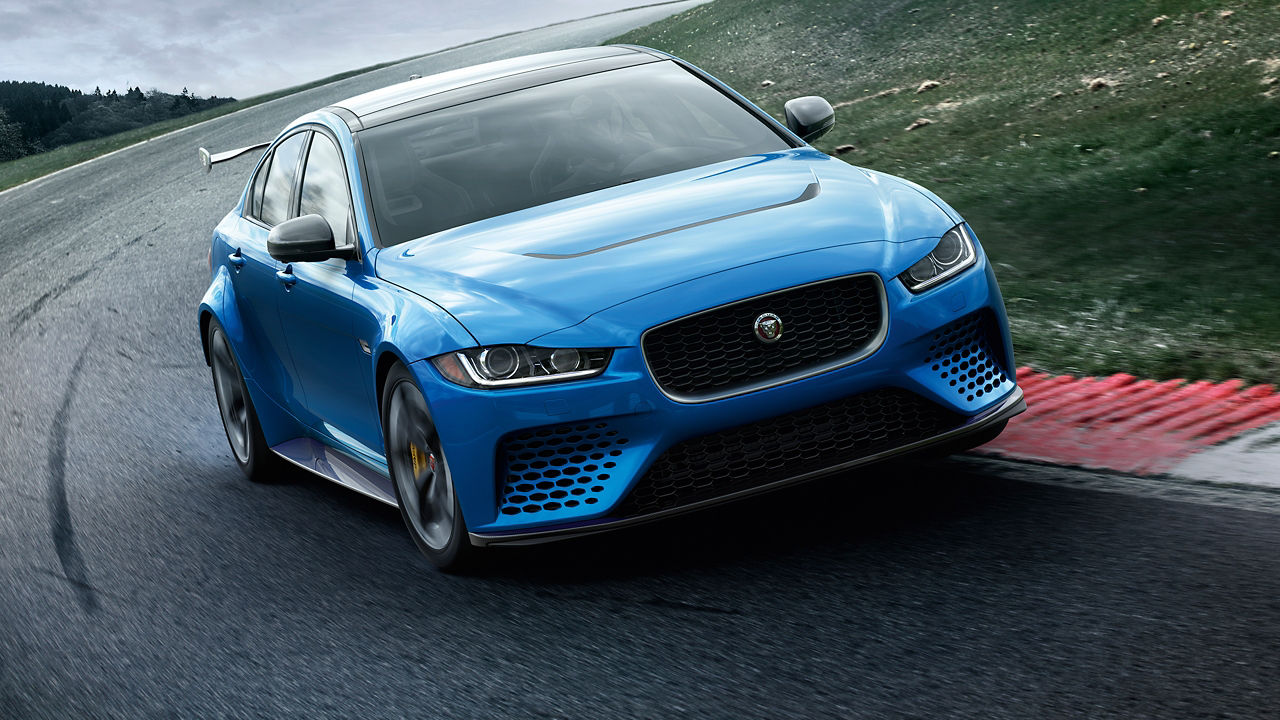 Jaguar XE running on racing track