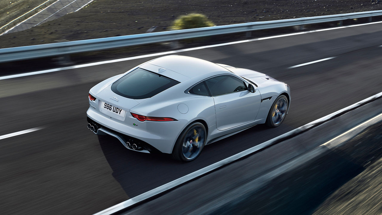 Jaguar F-TYPE running on highway road