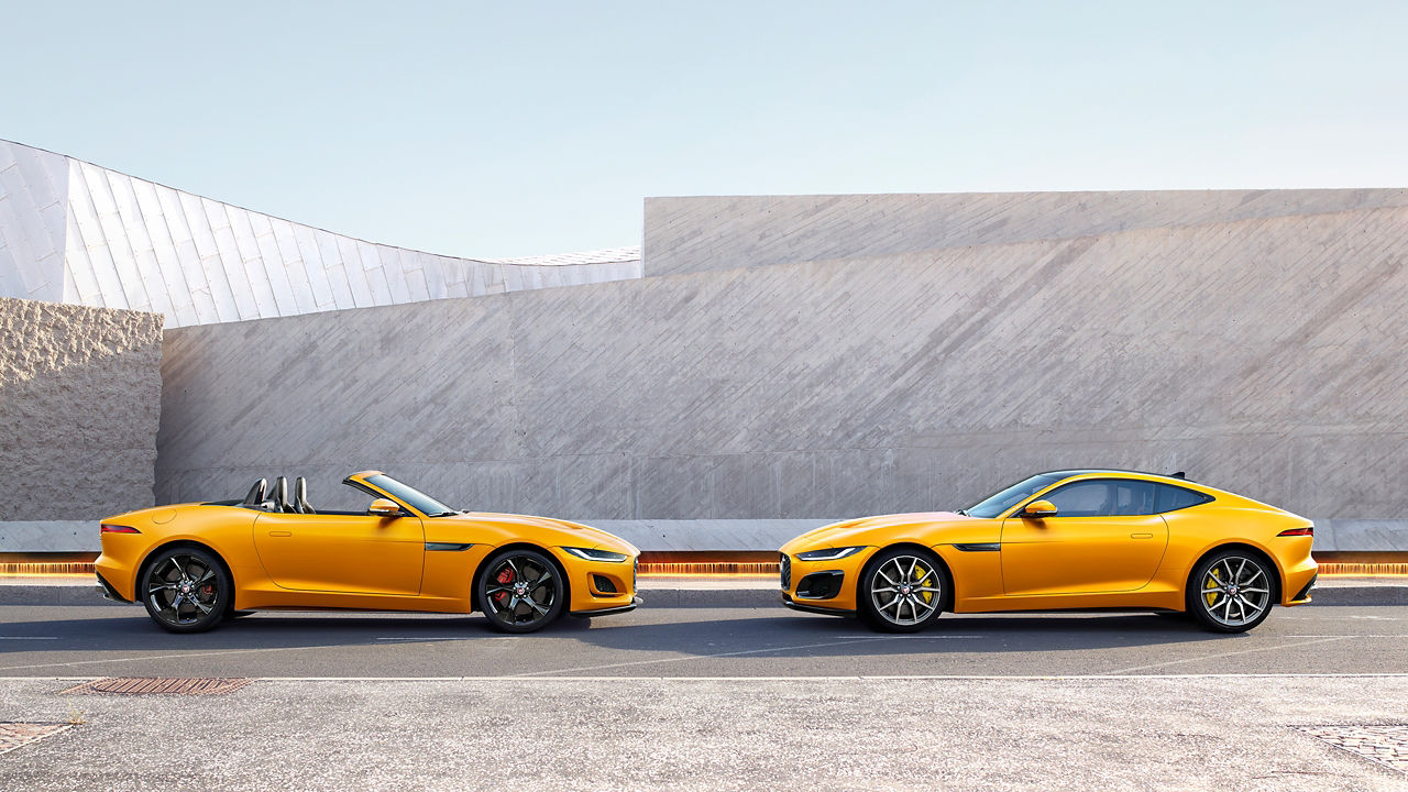 Parked Jaguar F-Type Heritage 60 edition cars
