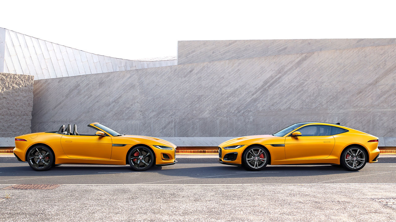 2 Jaguar F-Type parked in parking 