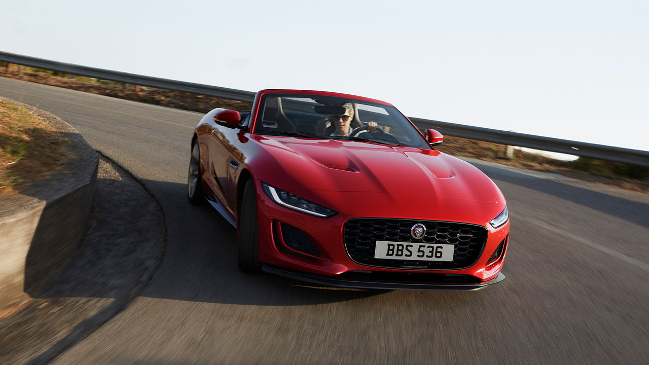 Jaguar F-Type running on road