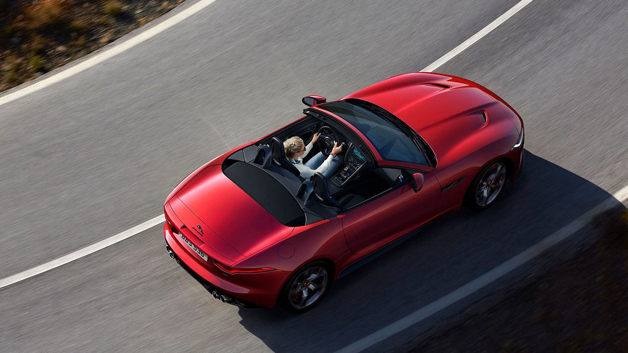 Jaguar F-Type running on road