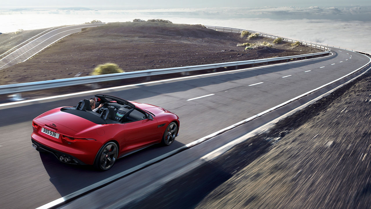 F-Type running on zigzag road 