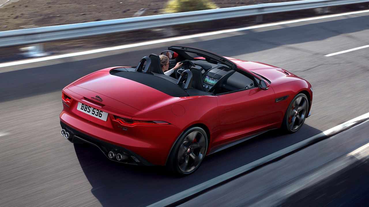 F-Type running on zigzag road 